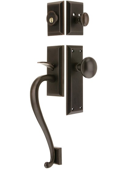 Fifth Avenue Entry Lock Set in Oil-Rubbed Bronze Finish with Fifth Avenue Knob and